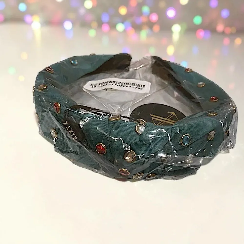ZAXIE by Stefanie Taylor - Padded Jewel Headband - GREEN NWT MSRP $48